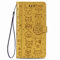 Fertuo Hülle für iPhone SE 2022/2020, Handyhülle Leder Flip Case Tasche mit Kartenfach, Magnet und Standfunktion [Katze Hund Muster] Schutzhülle Cover für Apple iPhone SE 2020/8 / 7, Gelb