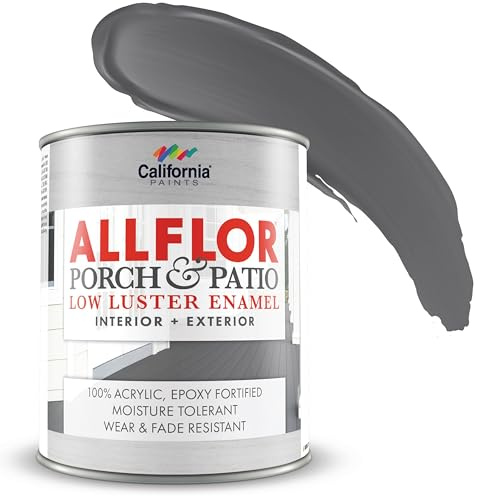 CALIFORNIA PAINTS ALLFLOR Porch, Patio and Floor Enamel Paint, Battleship Gray, 1 Quart, Extremely Durable Water-Based Formula, Ideal for Patios, Pool Decks, Basements & More