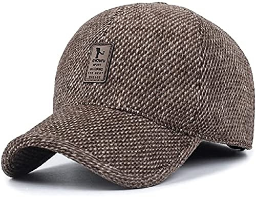 Decorative_ beauty Casquette de Baseball à Visière en Tweed de Laine et Laine d'hiver pour Hommes avec Cache-Oreilles Pliés et Boucle en Métal Plus Chaude