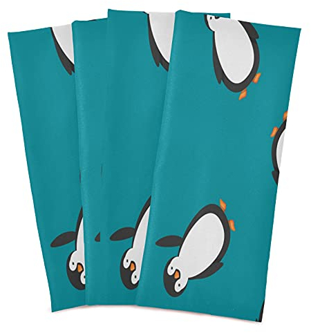 Mnsruu Geschirrtuch, Motiv: Cartoon, Pinguin, Retro, Küchentücher, Geschirrtücher, Geschirrtücher, super saugfähig, weich, 71 x 46 cm, 4 Stück