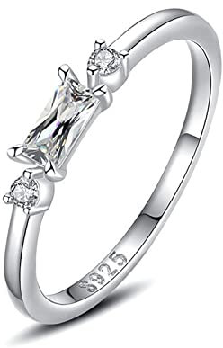 Skcess Ehering Silber 925, Ringe Frauen Silber Runder Viereckiger Zirkonring Verlobungsringe Größe 60 (19.1)