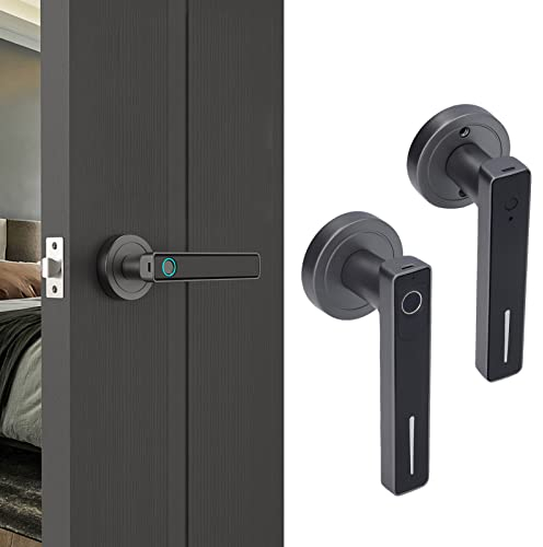 BuyWeek Cerradura de Puerta de Huella Dactilar, Manija de Puerta Electrónica Inteligente de Huella Dactilar Cerradura de Palanca de Puerta de Reconocimiento Rápido para Oficina en Casa