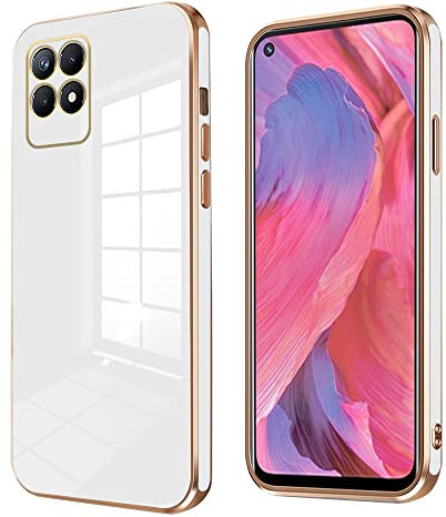 Wousunly Compatible con Funda Realme 8i Silicona Rosa, Enchapado Carcasa Realme 8i Fundas Delgada y Suave Antigolpes Case (Blanco)
