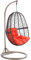 RAMROXX Luxus Hängesessel Fun XL Polyrattan Korb Braun Gestell Braun Kissen Orange