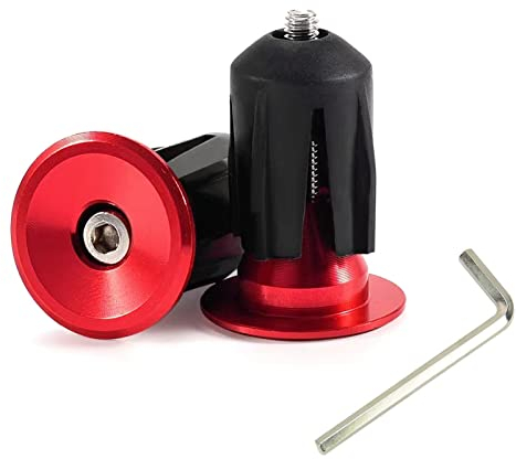 SHULLIN 2 Stück Lenkerendkappen Aluminium Lenker Endkappen Fahrrad Lenkerstopfen Endstopfen Fahrradgriffe Stecker Bar End Plugs Fahrradlenker-Endstopfen mit Inbusschlüssel für Fahrrad(Rot)