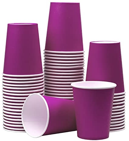 Yuxitia Lot de 60 gobelets jetables en carton pour bricolage, fête de mariage, rassemblements, pique-nique, barbecue, voyage et événement, 237 ml (violet foncé)