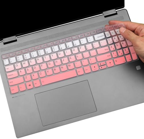 KEANBOLL Keyboard Cover for Lenovo Yoga 7i 15.6, IdeaPad 5, 3, Flex 5, 3i, Slim 7, ThinkBook 15p, 15 G2 G3 - Ombre Pink, Silicone, Waterproof & Dustproof