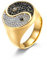 Whoiy Yin Yang Ring, Siegelring Edelstahl Damen Gold Yin-Yang-Siegelring Zirkonia für Frauen 62 (19.7) Kostenlos Gravieren