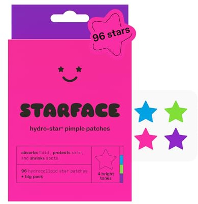 Starface Hydro-Star Party Pack Hydrocolloid Star-Shaped Pimple Patch, 96 ct | Dermatologist Tested • Covers & Protects Visible Spots • Absorbs Pimple Gunk • Vegan, Cruelty-Free & Sensitive Skin Safe