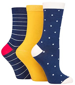 SockShop Wildfeet Ladies Bamboo Socks -Patterned Fun and Colourful Soft Breathable Socks Multipack of 3 Pairs