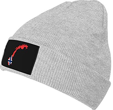 Strickmütze mit Norwegen-Karte und Flagge, Wintermütze für Damen und Herren, gestrickte Totenkopfmütze mit Bündchen, Acryl-Beanie für den Alltag