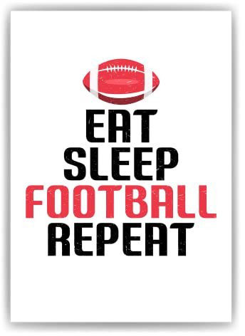 Tigerlino® American Football Eat Sleep Football Repeat Poster Kunstdruck Football Fan Geschenkidee Football Wandbild (DIN A4 ohne Rahmen)