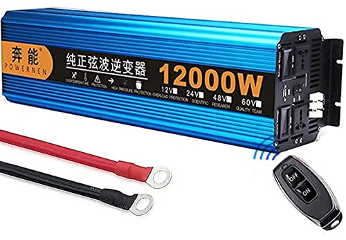 MOXAC Convertisseur Onde Sinusoïdale Pur Sinus 12v/24V vers 110V/220V 3000W 4500W 6000W 8000W 10000W 12000W Onduleur, Transformateur, Port USB, Prise EU, pour Voiture, Bateau Camper,12000W-24Vto220V