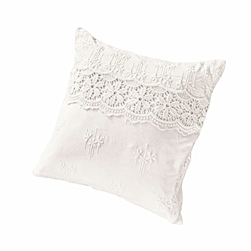 Loberon Kissenhülle Fianna, mit nostalgischen Spitzen verziert, historischer Look, Kissenbezug, Wohntextilien, Wohn-Accessoires, Viskose, Baumwolle, weiß