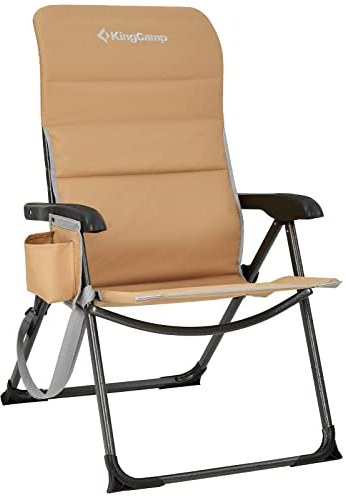 KingCamp Campingstuhl EaseUp Liege Stuhl Klappstuhl Verstellbar Stahl XL 136 kg beige