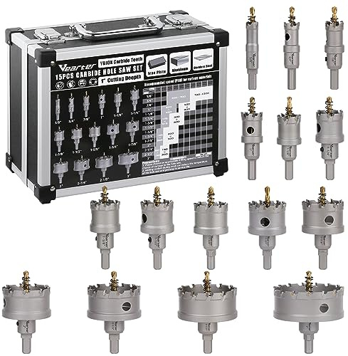 Vearter 17PCS 5/8''-3'' Carbide Hole Saw Kit for Metal, Heavy Duty Holesaw