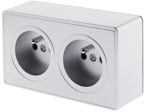 Prise double 16A en saillie Silver - Vulco - Zenitech