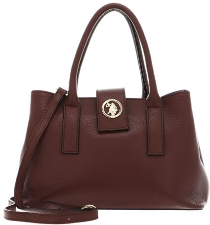 U.S. POLO ASSN. Leder Handtasche Umhängetasche Arlington Double Handle Bag Brown braun