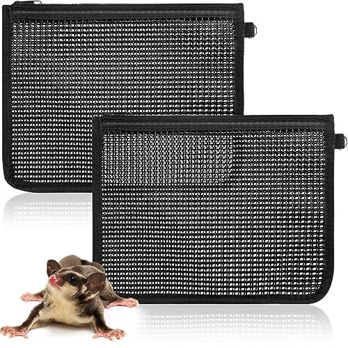 Abbylike Lot de 2 Pochettes en Maille Filet pour Coupe-Ongles pour Cochon d'Inde, Rat, Furet et Petits Animaux de Compagnie, Noir