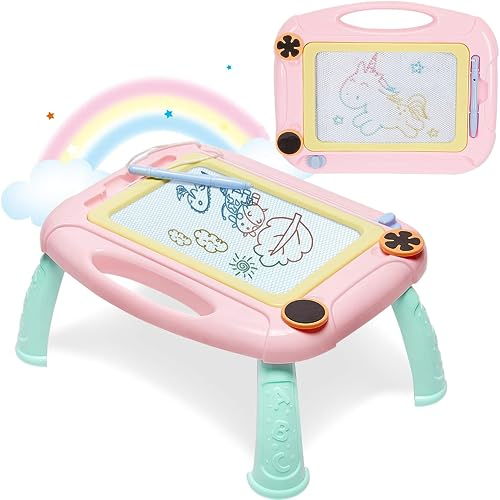 XFLYP Magnetische Zeichentafel, Kinderspielzeug ab 1 2 3 Jahr, Schreibtafel für Magnetische Doodle Board mit Abnehmbaren Füßen Pädagogisches Puzzle Spielzeug Bunte Erasable Geburtstag Geschenk