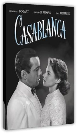 NEDOES Casablanca Filmposter auf Leinwand, Poster, Wandkunst, Dekor, Bild, Gemälde für Wohnzimmer, Schlafzimmer, Dekoration, Rahmenstil, 60 x 90 cm