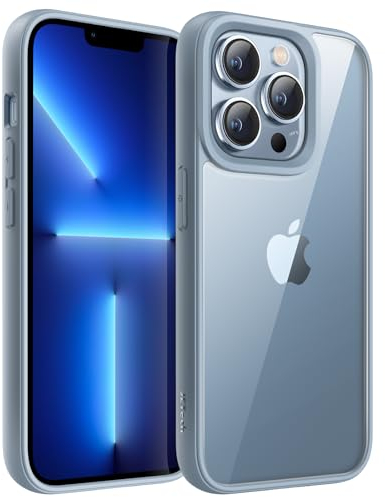 JETech Case for iPhone 13 Pro Max 6.7-Inch, Shockproof Phone Bumper Cover, Solid Color Matte TPU Frame, Anti-Scratch Clear Back (Sierra Blue)