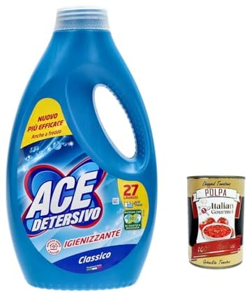 ACE Detersivo Igienizzante Classico, 3x 1350ml, 81 waschen, Waschmittel, Flüssigwaschmittel Waschmaschine + Italian gourmet polpa 400g