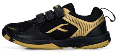 HUNDRED Herren Court Star Badminton Shoes, Black/Gold, 36 EU