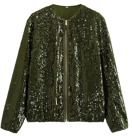 Pailletten Jacke Damen Festlich Herbst Kurz Langarm Glitzer Blazer Glitzer Jacke Winter Große Größen Leicht Grobstrick Pailletten Jacke Pailletten Blazer Elegant Modern Cardigan Glitzer Outfit