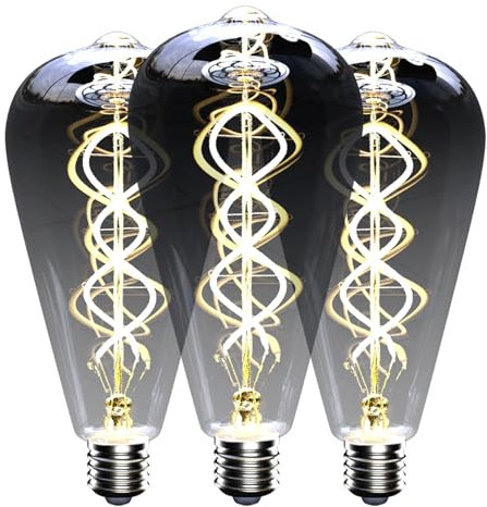 LOUIKAY Edison Vintage Glühbirne E27, 3 Stück 6W LED Vintage Dimmbar ST64 Retro LED Lampe Warmweiß 2700K Ideal für Nostalgie und Retro Beleuchtung im Haus Café Bar