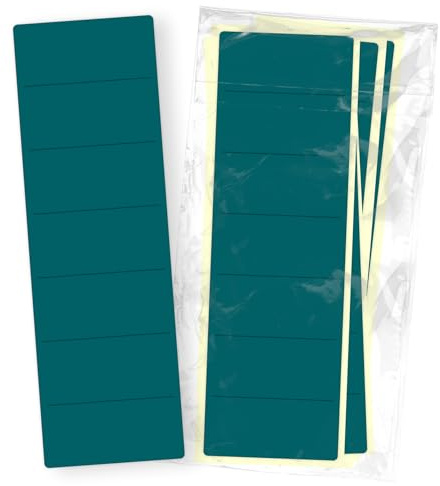 itenga 50x Ordneretiketten BREIT Ordnerrückenschild für BREITE Ordner vollflächig farbig I Ordnerschild selbstklebend aus Haftpapier 6x19cm (petrol)
