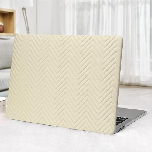 Vozehui Kompatibel mit MacBook Pro 13 Zoll Gehäuse M2 2024,2023,2022-2016 A2338 M1 A2251 A2289 A2159 A1989 A1708 A1706 Touch ID,Elegantes Leder Kunststoffgehäuse + Tastaturabdeckung Beige