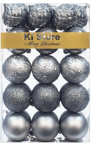 Art Beauty Grey Christmas Baubles 30pcs 60mm Shatterproof Christmas Tree Decoration Ornaments