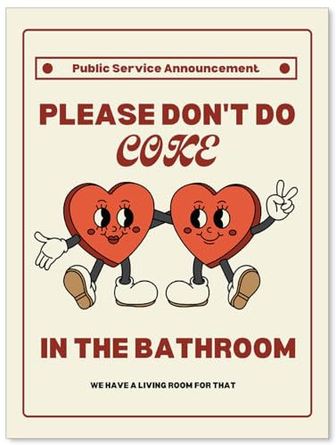 WBSTGUE Lustiger Retro-Wandschmuck für Badezimmer, Please Don't Do Coke In The Bathroom, 30,5 x 40,6 cm, ungerahmt
