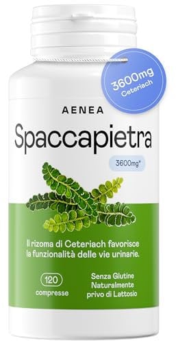 Aenea, Spaccapietra 3600 mg (4:1), 120cps - Per Calcoli Renali - Rapido benessere funzionalità Vie Urinarie - L’unico con aggiunta di Acai + Estratto di Ceterach Rizoma (Cedracca) - Prodotto Italiano
