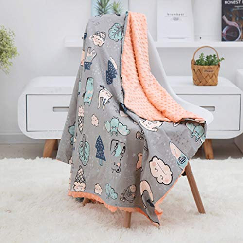 Steppdecke für Kinder, 80 x 100 cm, 100 % Baumwolle, Cartoon-Babydecke für Kinderwagen, Buggy, Kinderwagen (Farbe: Orange)