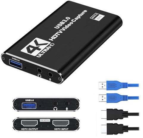 dobestyou 4K Capture Card Black for Streaming, Recording & Gaming – HDMI Video Capture Device with USB 3.0, 1080p 60fps, Plug & Play,Zero Latency for PS5, Xbox, Switch, OBS, PC, Mac