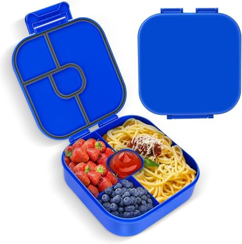 Lunchbox Kinder Bento Box, Brotdose mit Fächern, Robust und Auslaufsicher Brotzeitbox für Kinder Erwachsene, Praktische Jausenbox für Kindergarten