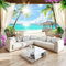 Fototapete Natur Meerblick Terrasse Tapete 400x280 cm 3D Vlies Wanddeko Wallpaper Wandtapete Dekoration Study Zimmer Wohnzimmer Restaurant Cafe