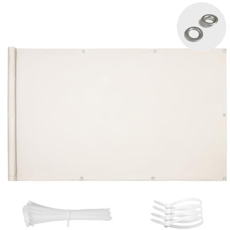 SUN BLOCK Schermi Protettivi Frangivista Balcone 90x300cm,Copri Ringhiera Balcone Esterno per Privacy e Sicurezza Telo Frangivista per Recinzione Adatto per Balconi e Ringhiere e Giardino,Beige