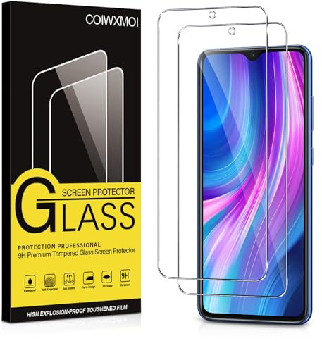 Coiwxmoi 2 Piezas Protector Pantalla para Xiaomi Redmi Note 8 Pro/Redmi 9 6,53,Cristal Templado, Dureza 9H, Ultra Transparente, Anti Arañazos, Sin Burbujas,Ultra Resistente, Clear