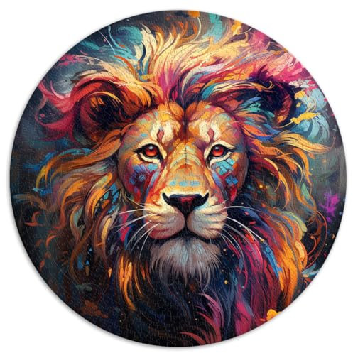 Puzzle mit 1000 Teilen für Erwachsene und Kinder, Der goldene König der Löwen, kreisförmige Puzzles, für Erwachsene und Kinder ab 12 Jahren, Puzzles aus Pappe, tolles Geschenk für Erwachsene,
