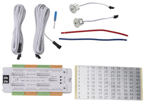 LED-Treppenlicht-Controller, Kanal-Bewegungssensor, Stufenlicht-Controller, automatisches Treppenlicht-Controller-System, verstellbar, 4 Geschwindigkeiten für Innentreppenleiter