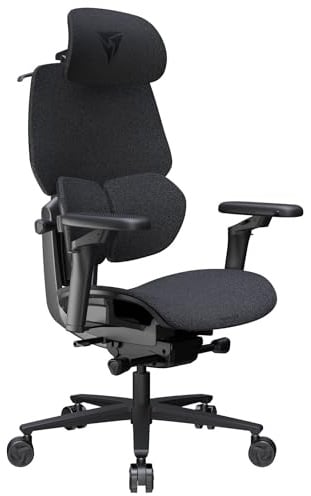 ThunderX3 Flex Pro Loft Gaming Stuhl Grau | ergonomischer Bürostuhl mit Bezug aus Stoff – 19D-Verstellung, 5D-Armlehnen, SYNC6-Mechanik, atmungsaktiv, für Büro & Gaming-Setup