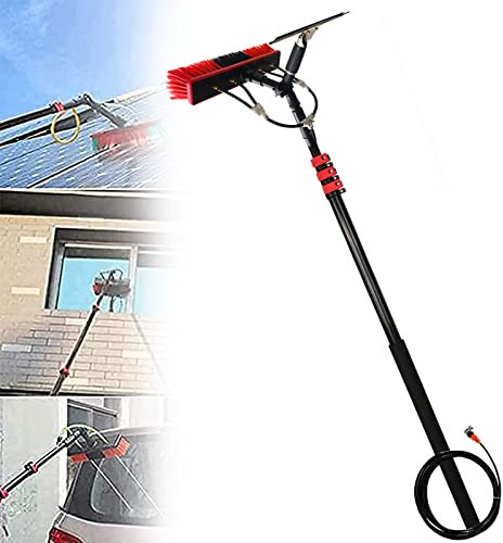 Spazzola per la pulizia delle finestre, asta per la pulizia delle finestre, spazzola per la pulizia delle finestre, asta alimentata da tubo dell'acqua, pannelli fotovoltaici e solari - 18 piedi/1