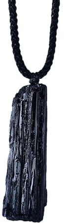 BFUZXY Colgante de turmalina Schwar, cadena de piedra curativa con colgante de piedra en bruto de alta calidad, M, Turmalina negra, Cristal