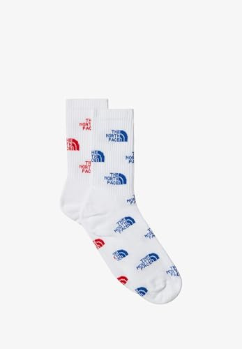 The North Face Unisex Everyday Crew Logo - 2P Socks, Tnf Whte/Tnf Red/Tnf Bl, XS