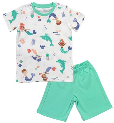 schlummersack Kinder Schlafanzug Mädchen kurz Meerjungfrau Größe 134 8-9 Jahre |Kinderschlafanzüge Jungen zweiteilig | Schlafanzug Winter Mädchen Kuschel Pyjama Kinder Set Baumwolle