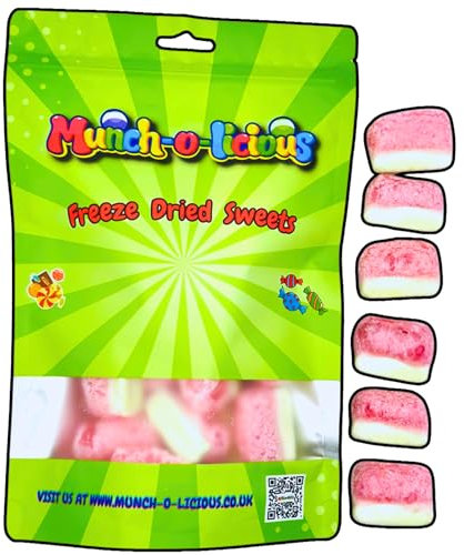 Munch-o-licious Bonbons fruits lyophilisés 150g - Tranches de Pastèque Pétillantes - Délicieuse Explosion de Saveurs - Anneaux de Fruit Lyophilisé Originaux - Friandises Américaines Innovantes