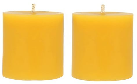 Danilovo Velas de Cera de Abeja Natural 100% Pura – Velas Decorativas Grandes para un Hogar Acogedor – Aroma a Cera de Abeja Natural que da Confort Diario (2 pz, 5x5 cm, 15 horas)
